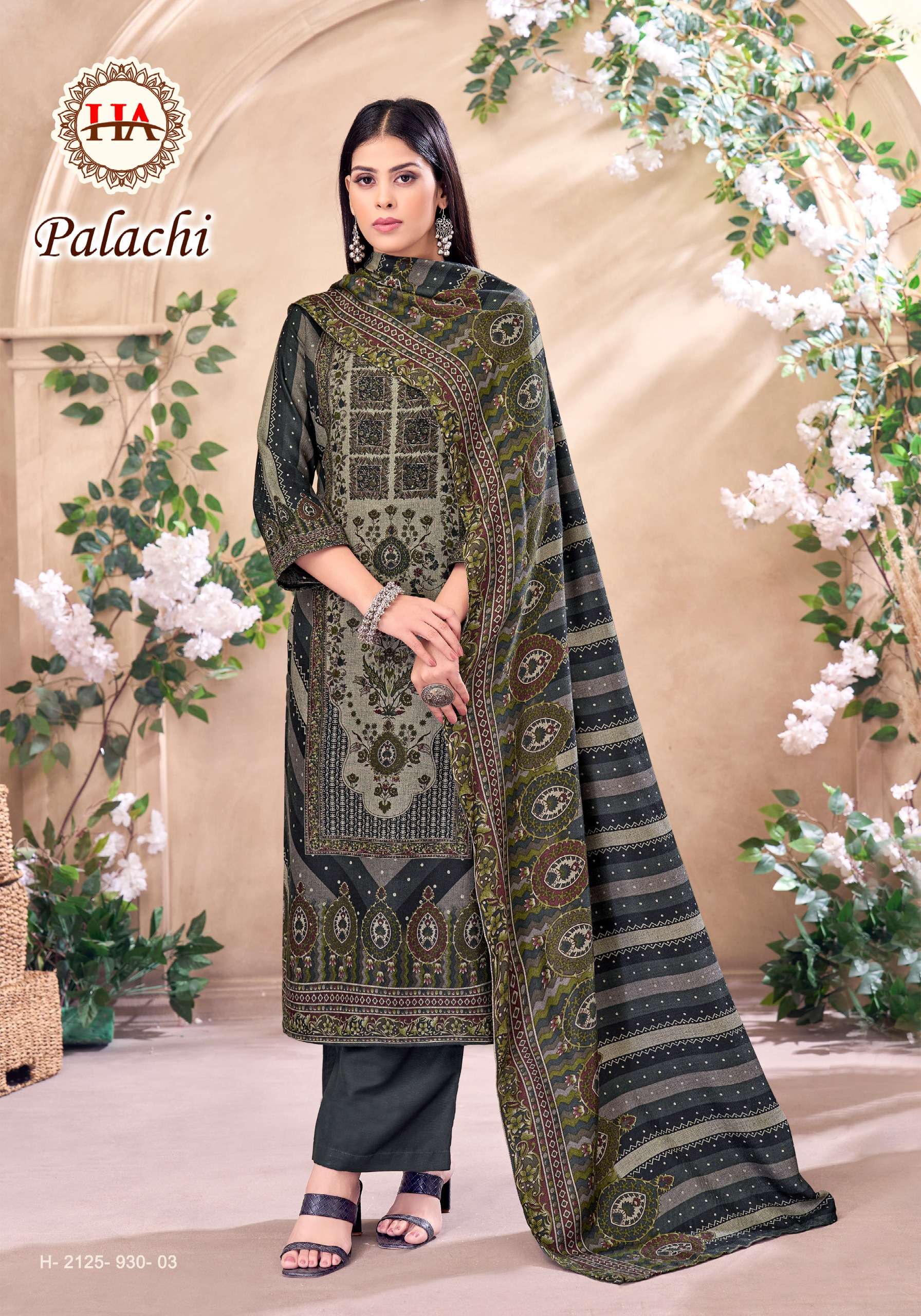 HARSHIT FASHION HUB PALACHI PASHMINA PRINT WITH FANCY WORK SUIT