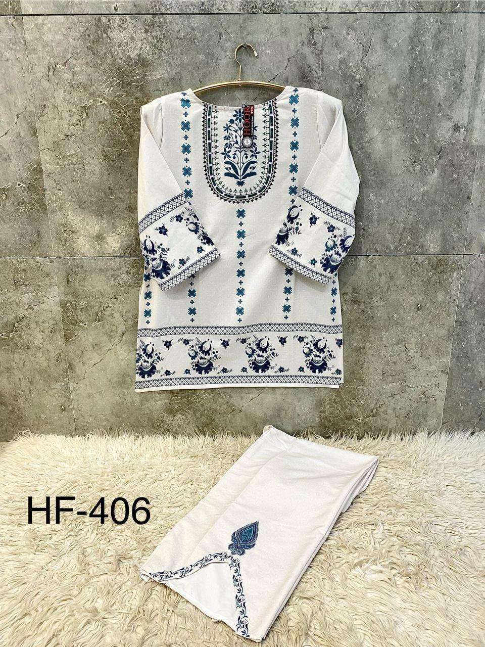 HOOR TEX CO-ORD SET COLLECTION SATIN PRINTED PAKISTANI STYLE KURTI WITH BOTTOM PAIR 