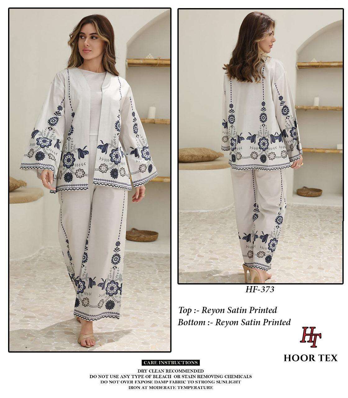 HOOR TEX DESIGN NO - 356-373 RAYON SATIN PRINTED READYMADE CO-ORD SET