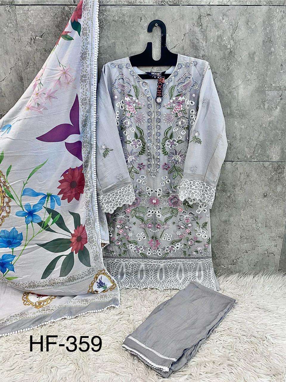 HOOR TEX DESIGN NO - 359 A-D HEAVY CHIFFON READYMADE PAKISTANI SUIT 