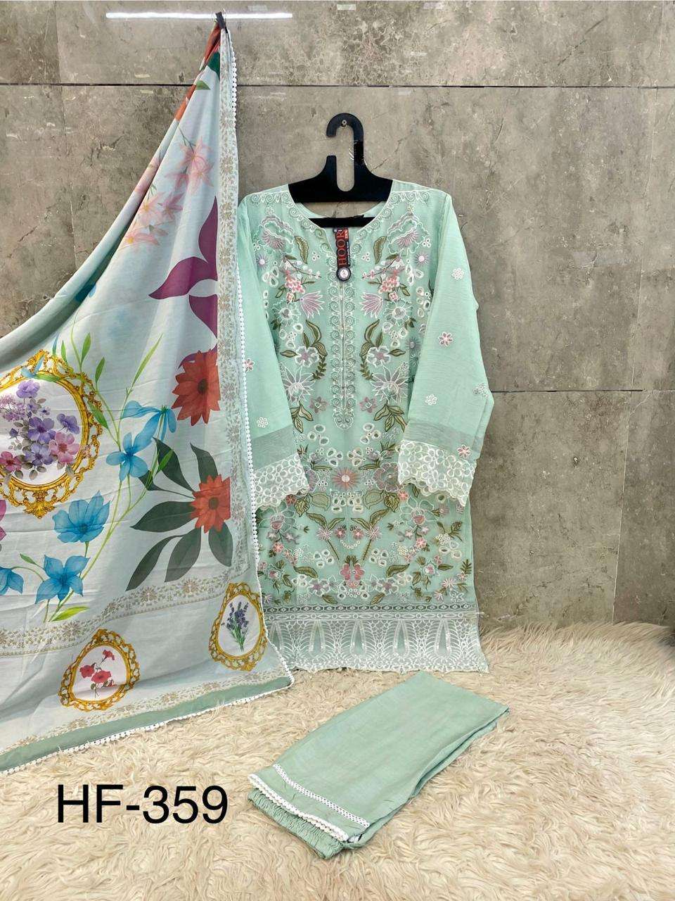 HOOR TEX DESIGN NO - 359 A-D HEAVY CHIFFON READYMADE PAKISTANI SUIT 