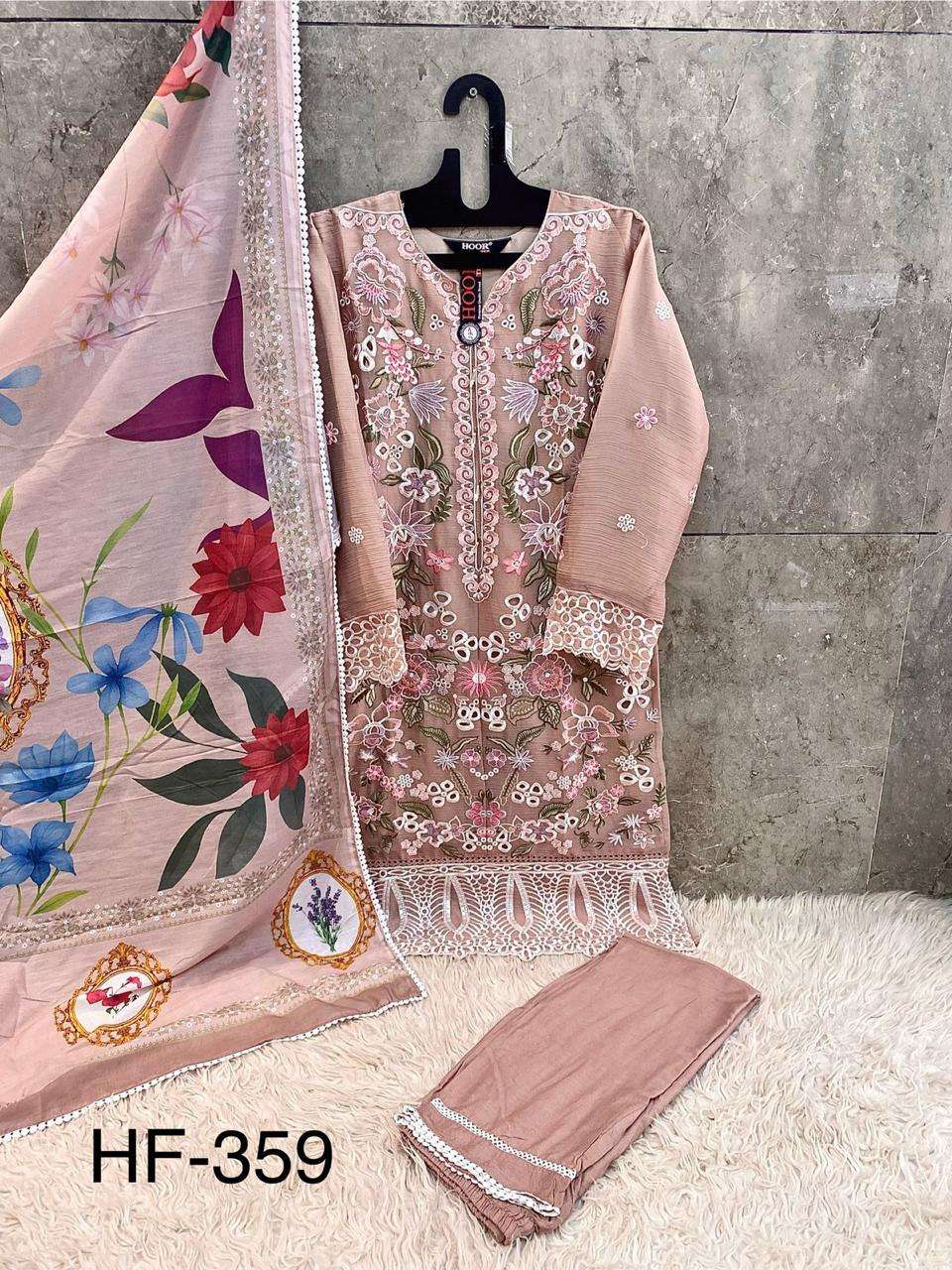 HOOR TEX DESIGN NO - 359 A-D HEAVY CHIFFON READYMADE PAKISTANI SUIT 