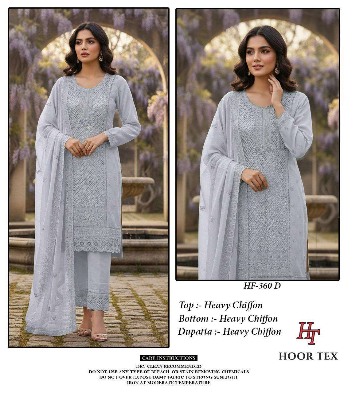 HOOR TEX DESIGN NO - 360 A-D HEAVY CHIFFON READYMADE PAKISTANI SUIT