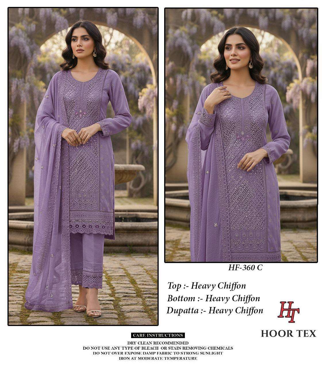 HOOR TEX DESIGN NO - 360 A-D HEAVY CHIFFON READYMADE PAKISTANI SUIT