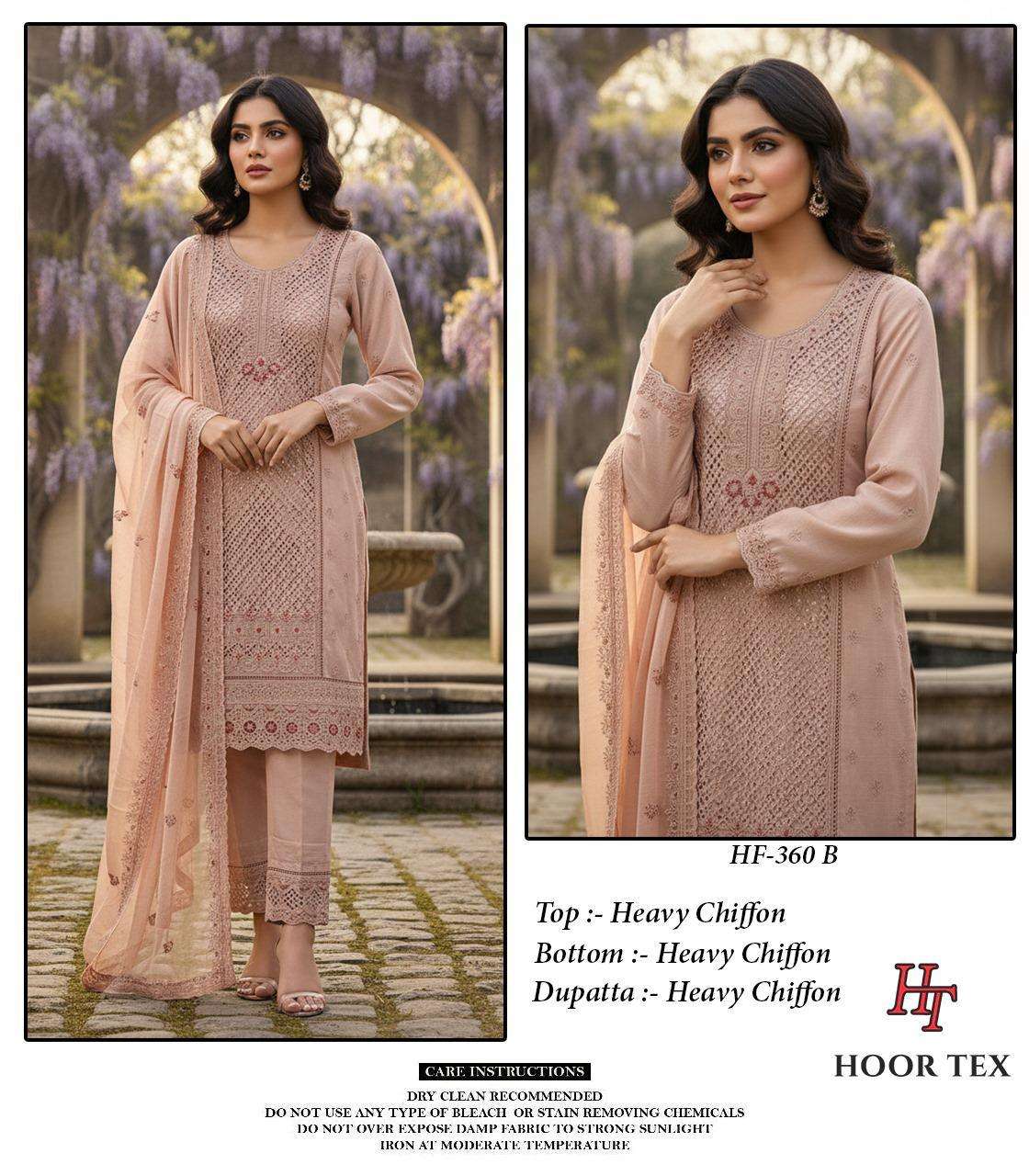 HOOR TEX DESIGN NO - 360 A-D HEAVY CHIFFON READYMADE PAKISTANI SUIT