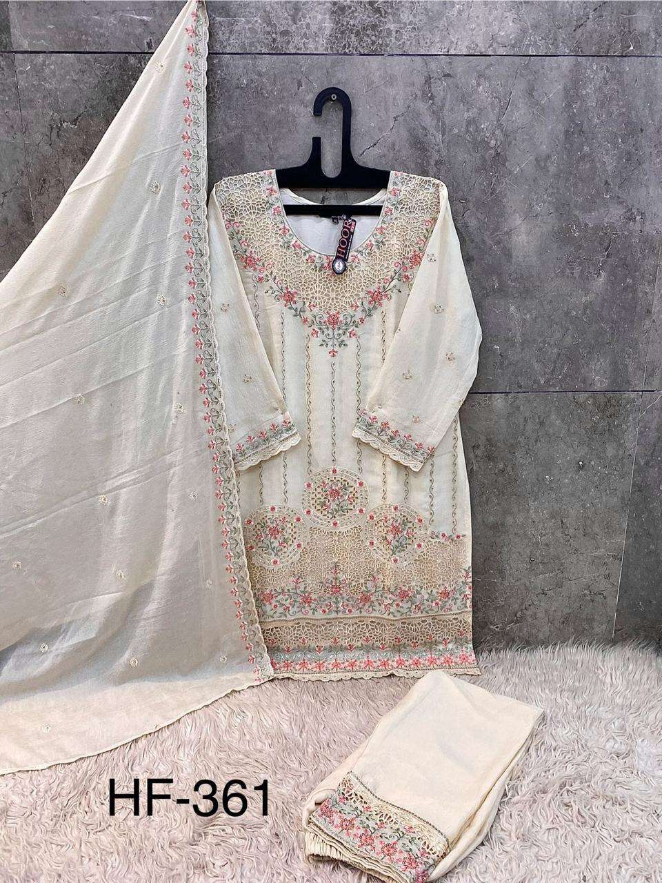 HOOR TEX DESIGN NO - 361 A-D HEAVY CHIFFON CRUSH READYMADE PAKISTANI SUIT 