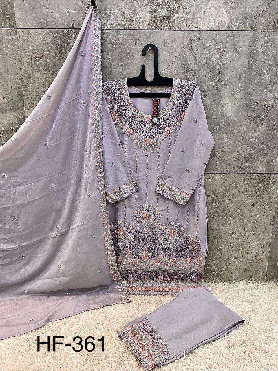 HOOR TEX DESIGN NO - 361 A-D HEAVY CHIFFON CRUSH READYMADE PAKISTANI SUIT 