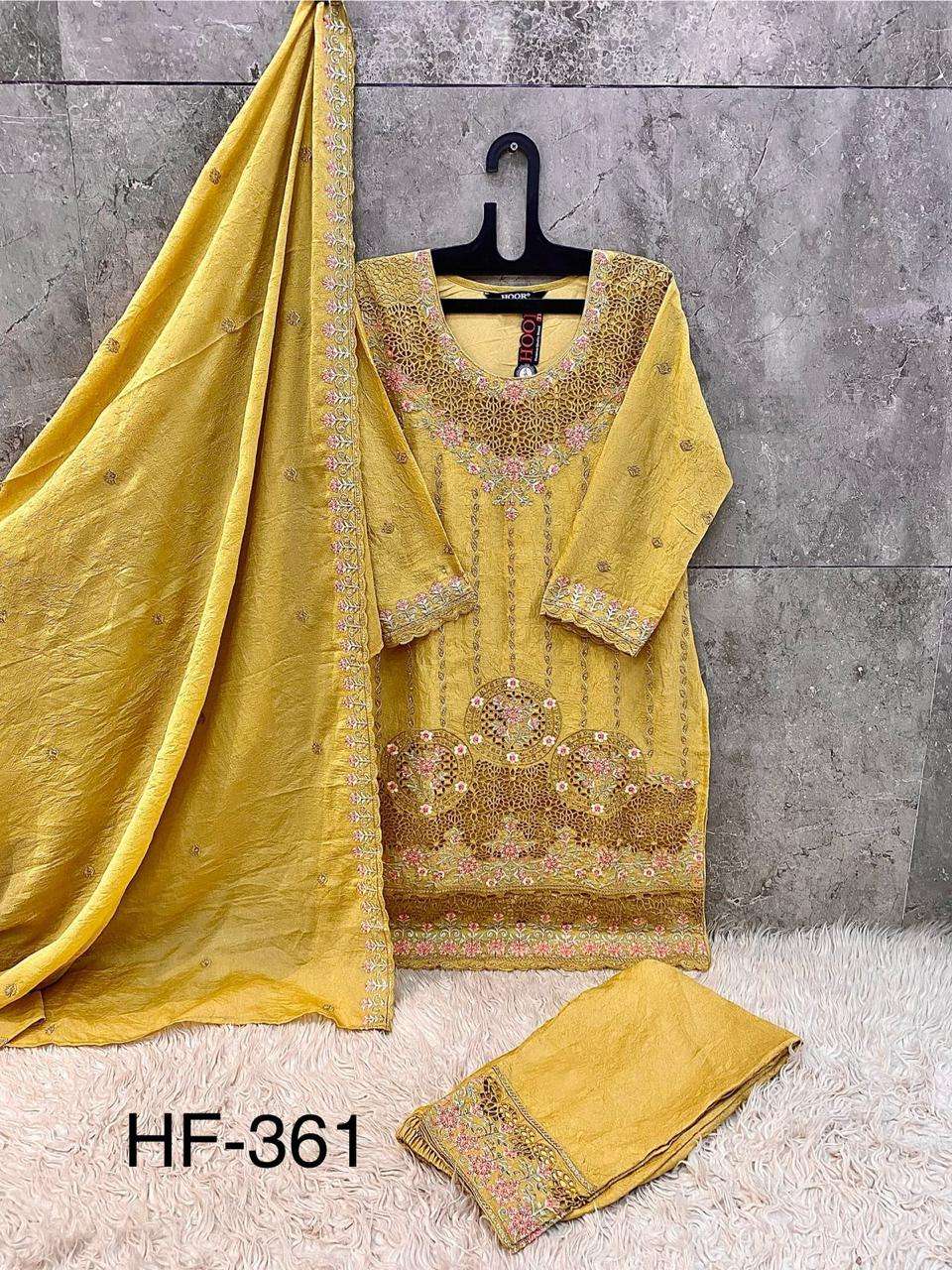 HOOR TEX DESIGN NO - 361 A-D HEAVY CHIFFON CRUSH READYMADE PAKISTANI SUIT 