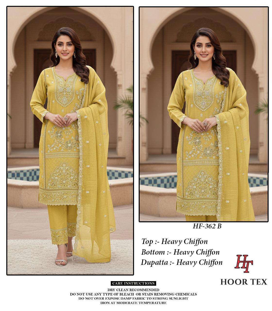 HOOR TEX DESIGN NO - 362 A-D HEAVY CHIFFON READYMADE PAKISTANI SUIT