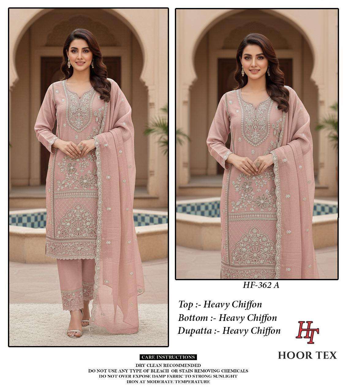 HOOR TEX DESIGN NO - 362 A-D HEAVY CHIFFON READYMADE PAKISTANI SUIT