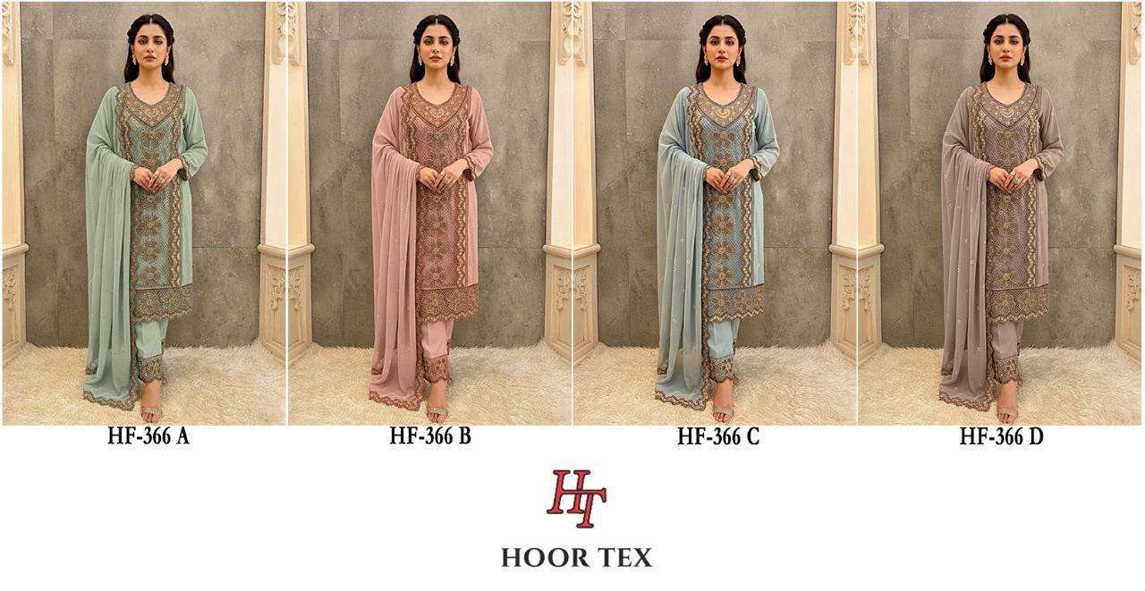 HOOR TEX DESIGN NO - 366 A-D HEAVY GEORGETTE CUT WORK PAKISTANI READYMADE SUIT