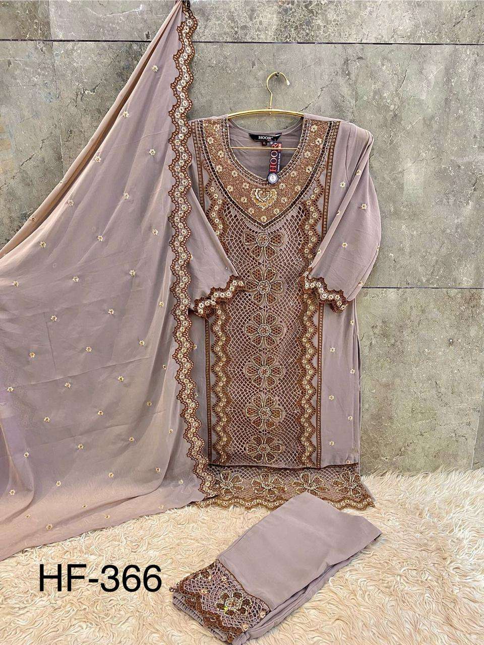 HOOR TEX DESIGN NO - 366 A-D HEAVY GEORGETTE CUT WORK PAKISTANI READYMADE SUIT