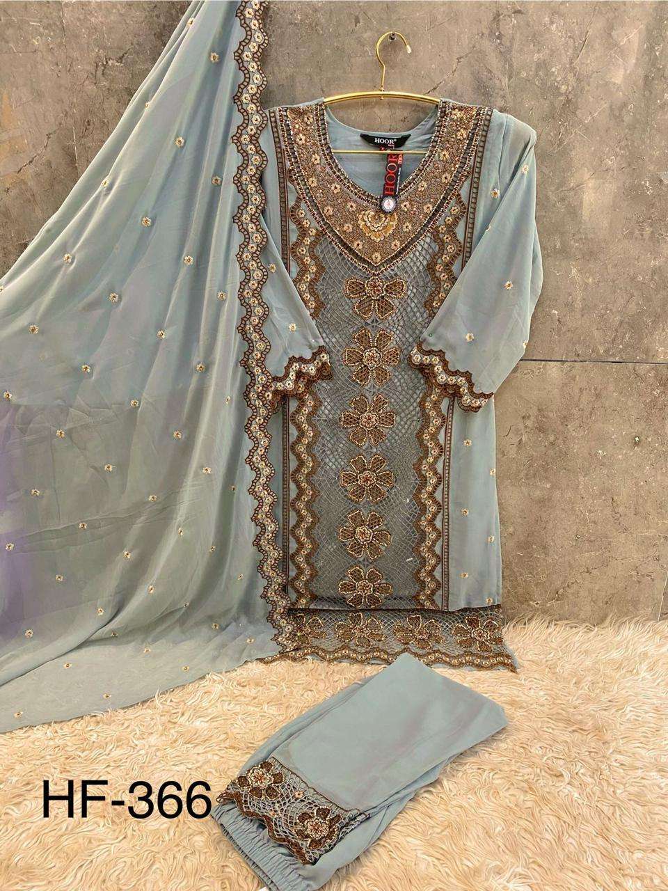 HOOR TEX DESIGN NO - 366 A-D HEAVY GEORGETTE CUT WORK PAKISTANI READYMADE SUIT