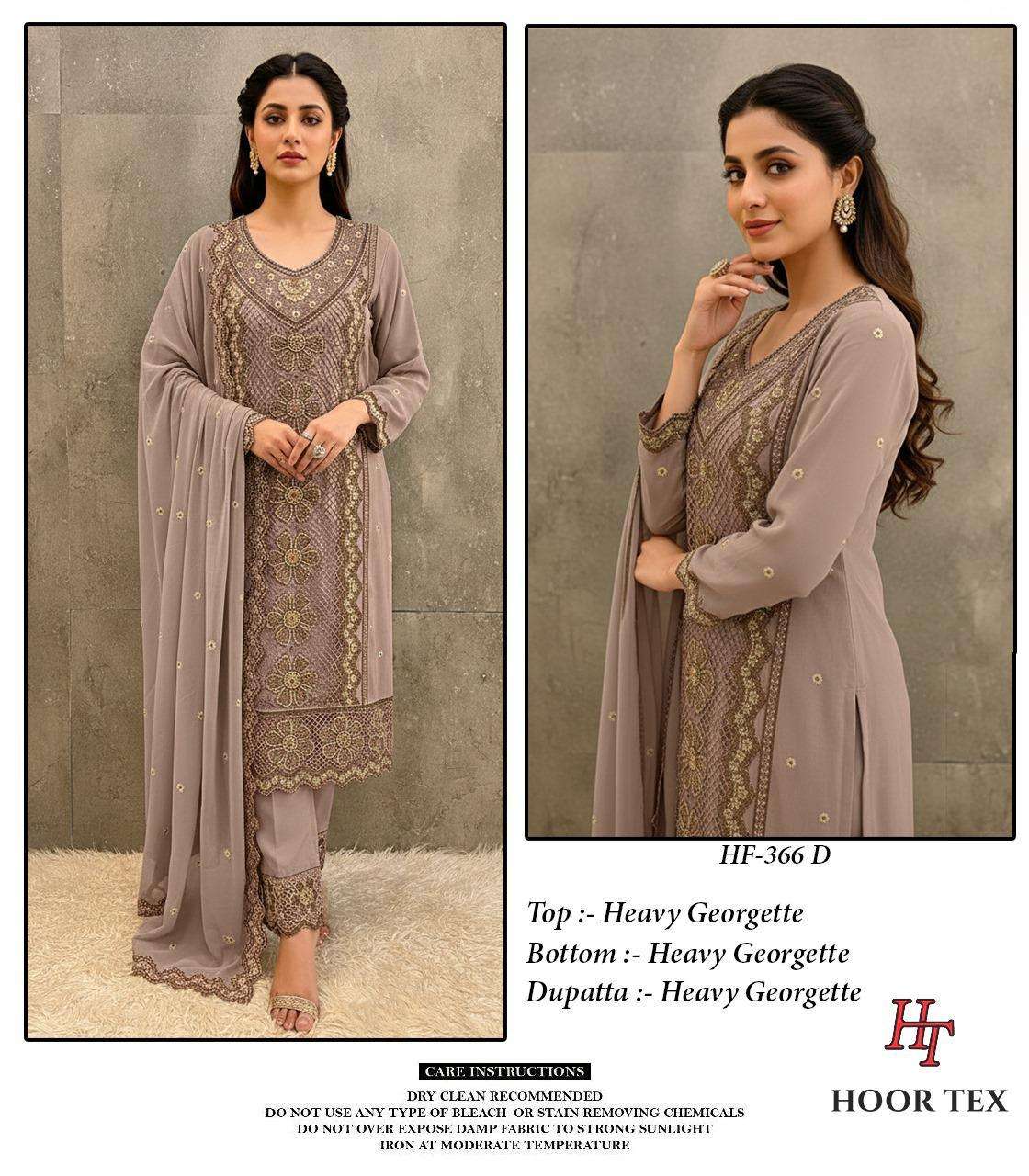 HOOR TEX DESIGN NO - 366 A-D HEAVY GEORGETTE CUT WORK PAKISTANI READYMADE SUIT
