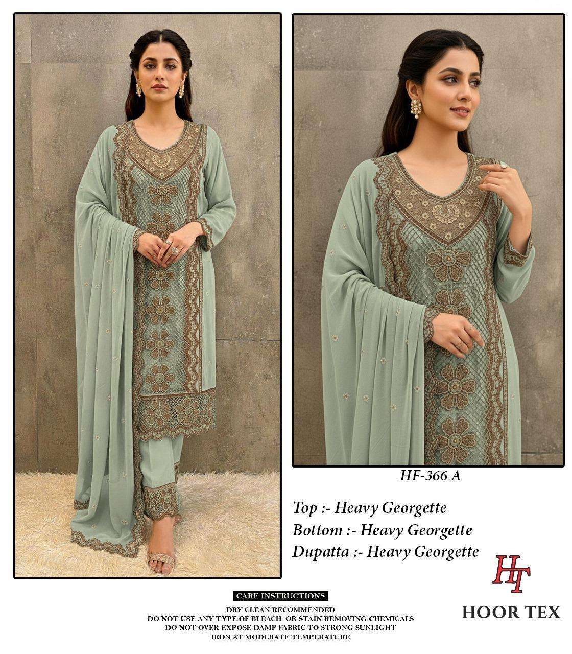 HOOR TEX DESIGN NO - 366 A-D HEAVY GEORGETTE CUT WORK PAKISTANI READYMADE SUIT
