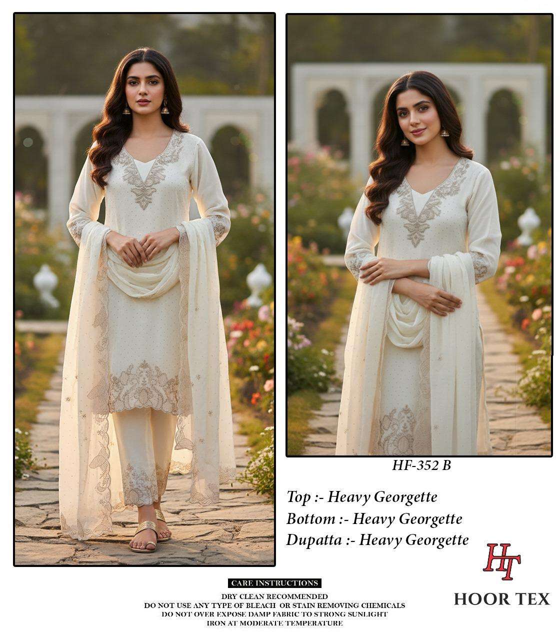 HOOR TEX DESIGN NO - HF 352 A-D HEAVY GEORGETTE ZARKHAN WORK PAKISTANI SUIT 