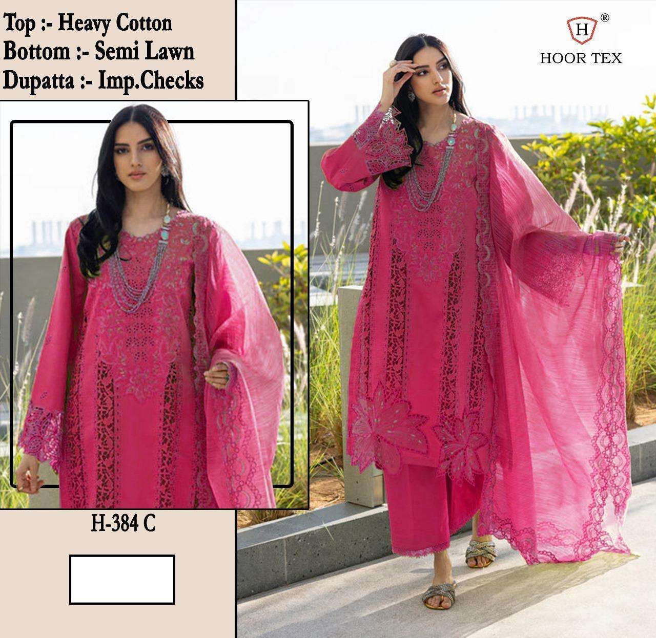 HOOR TEX H 384 COTTON DESIGNER WORK READY MADE PAKISTANI SUIT