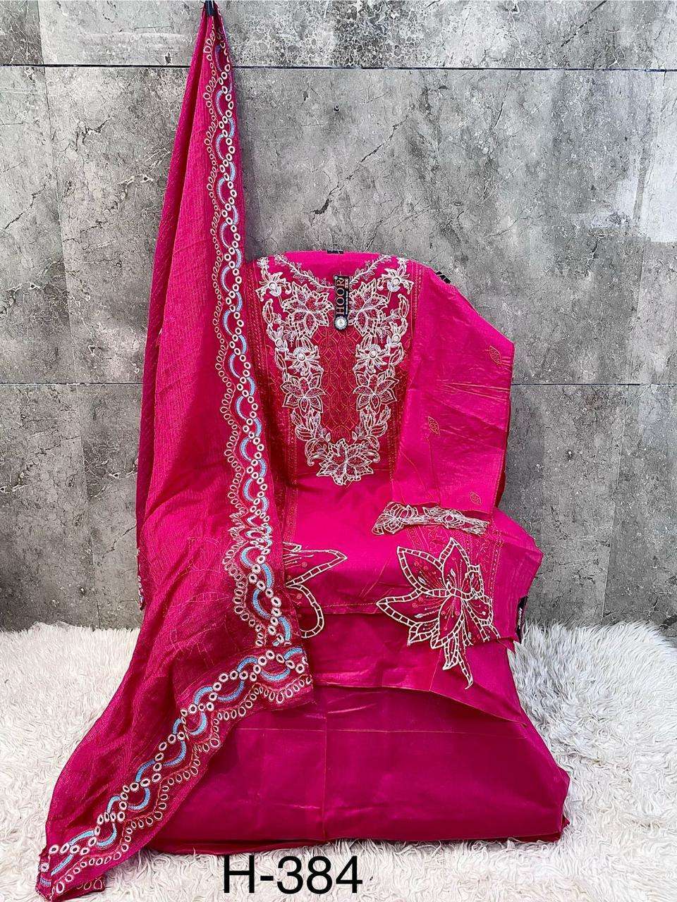 HOOR TEX H 384 COTTON DESIGNER WORK READY MADE PAKISTANI SUIT
