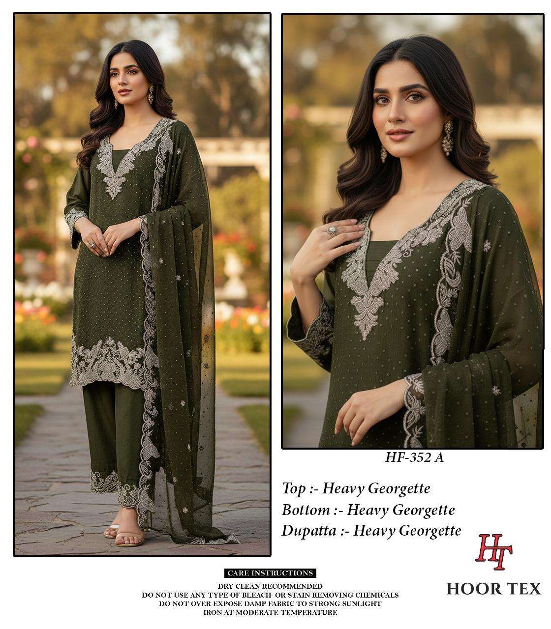 HOOR TEX HF 352 GEORGETTE HEAVY EMBROIDERY DESIGNER PAKISTANI SUIT