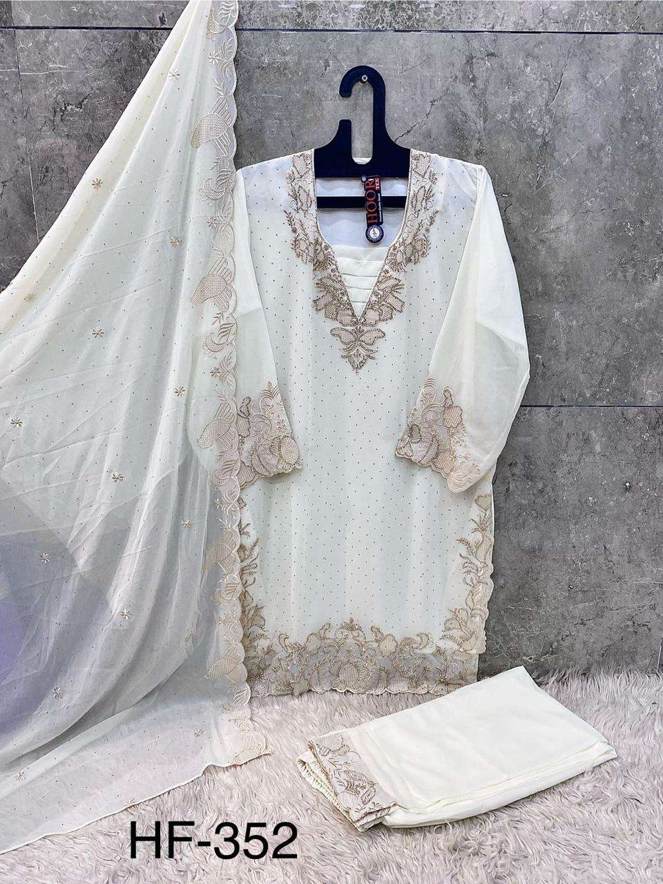 HOOR TEX HF 352 GEORGETTE HEAVY EMBROIDERY DESIGNER PAKISTANI SUIT