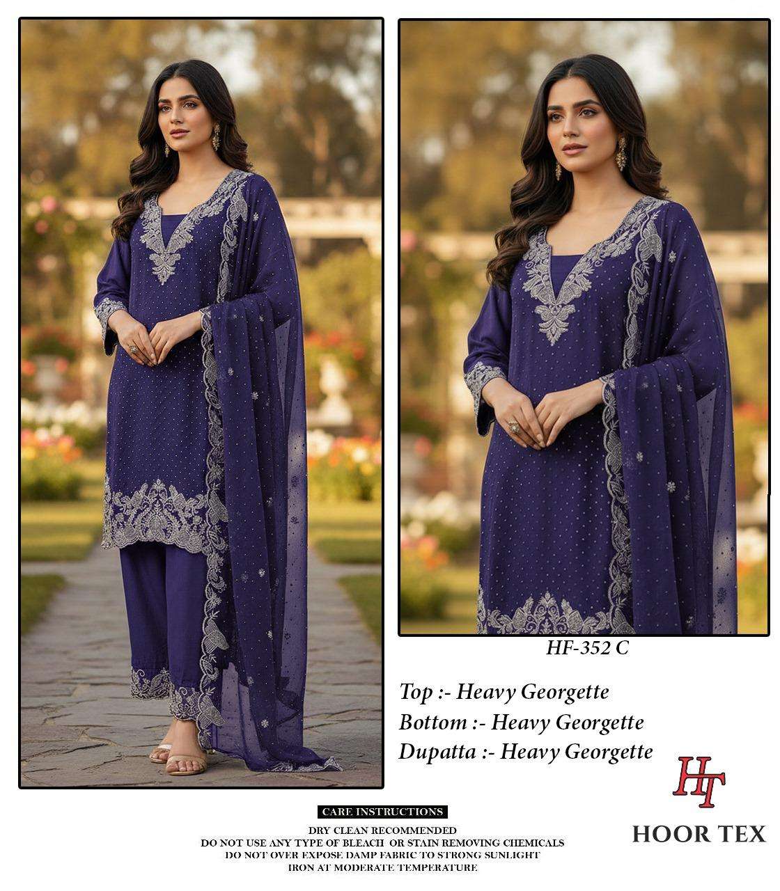 HOOR TEX HF 352 GEORGETTE HEAVY EMBROIDERY DESIGNER PAKISTANI SUIT