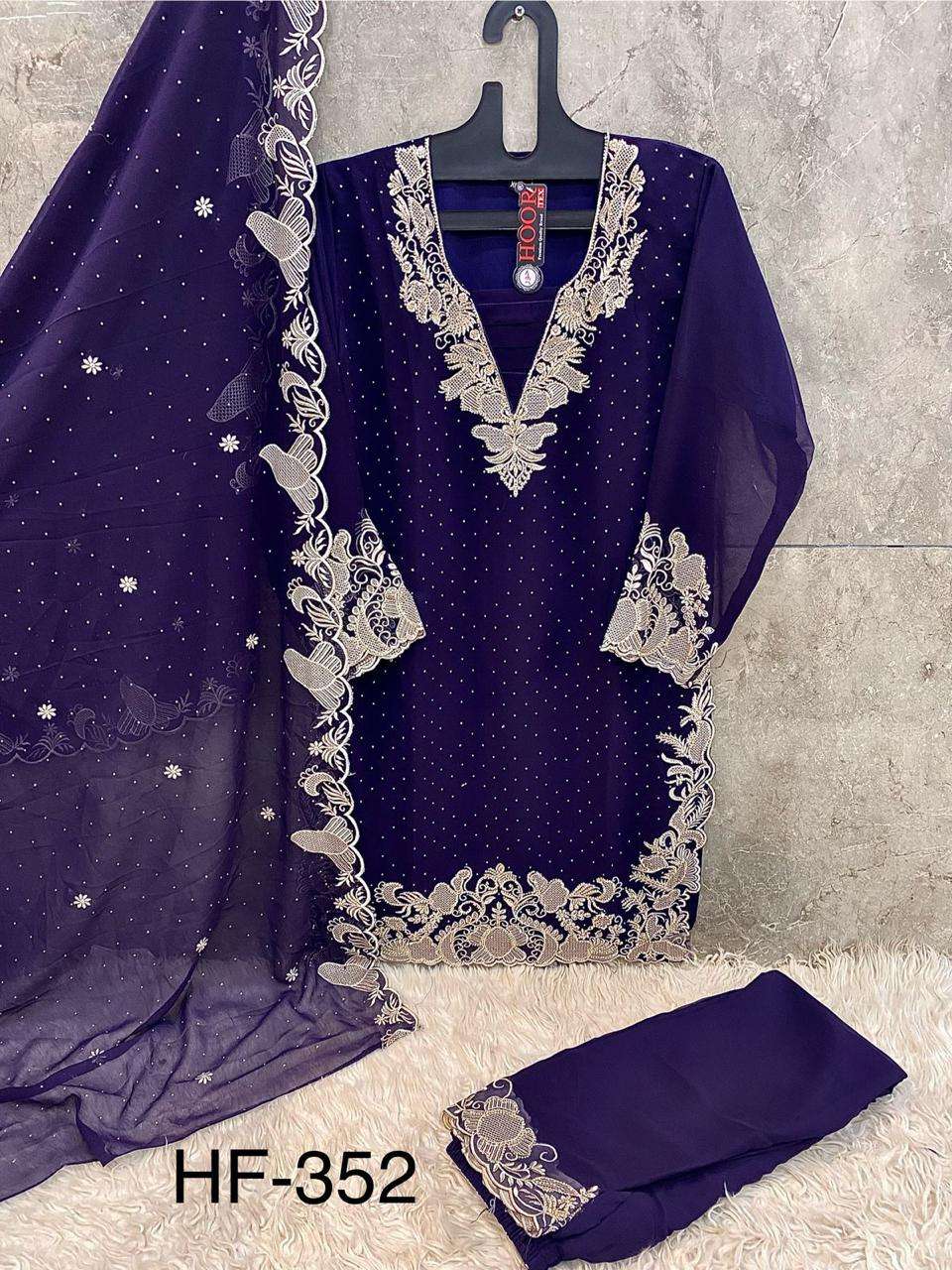 HOOR TEX HF 352 GEORGETTE HEAVY EMBROIDERY DESIGNER PAKISTANI SUIT