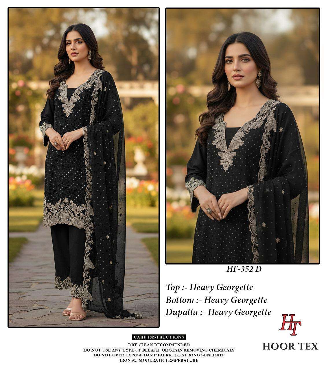 HOOR TEX HF 352 GEORGETTE HEAVY EMBROIDERY DESIGNER PAKISTANI SUIT