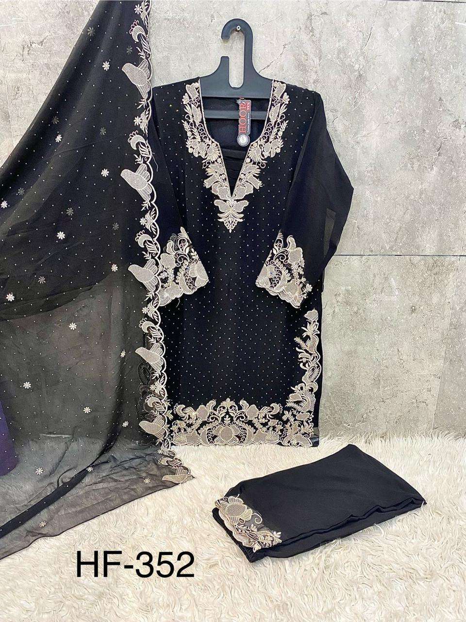 HOOR TEX HF 352 GEORGETTE HEAVY EMBROIDERY DESIGNER PAKISTANI SUIT