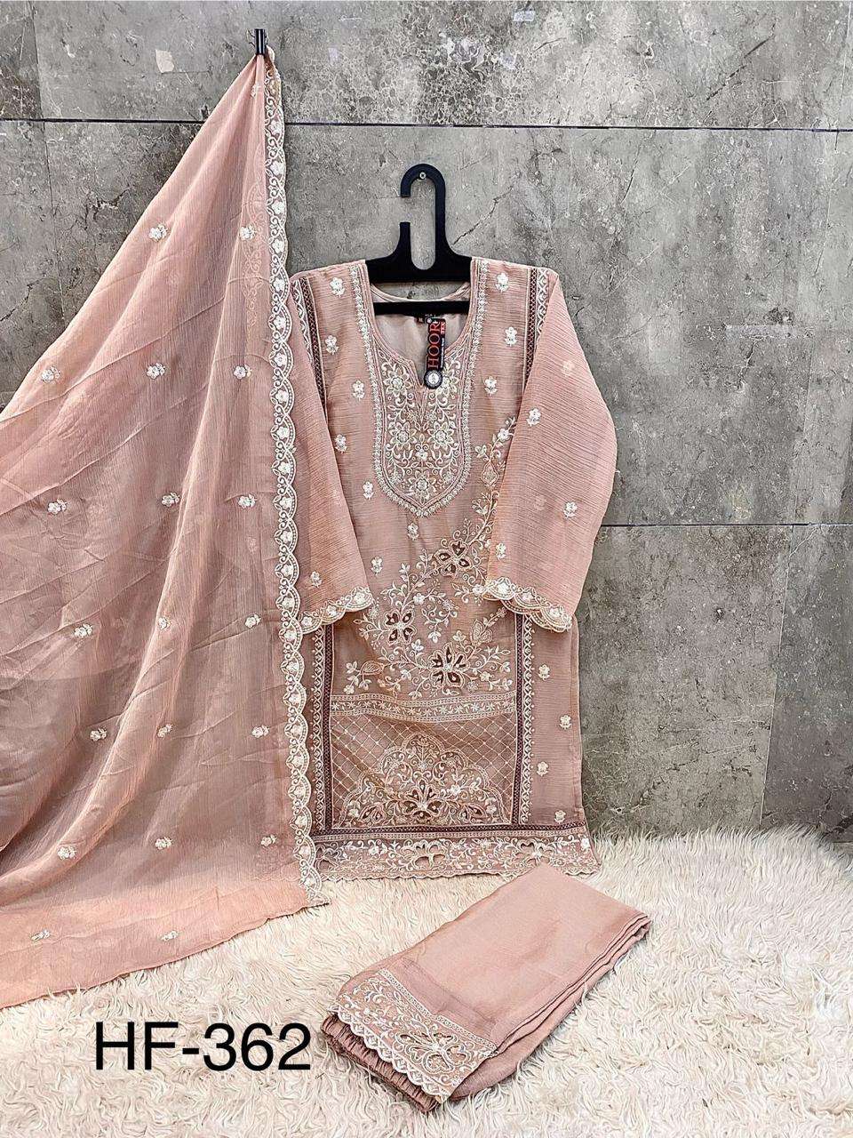 HOOR TEX HF 362 HEAVY BEAUTIFUL EMBROIDERY DESIGNER READY MADE PAKISTANI SUIT