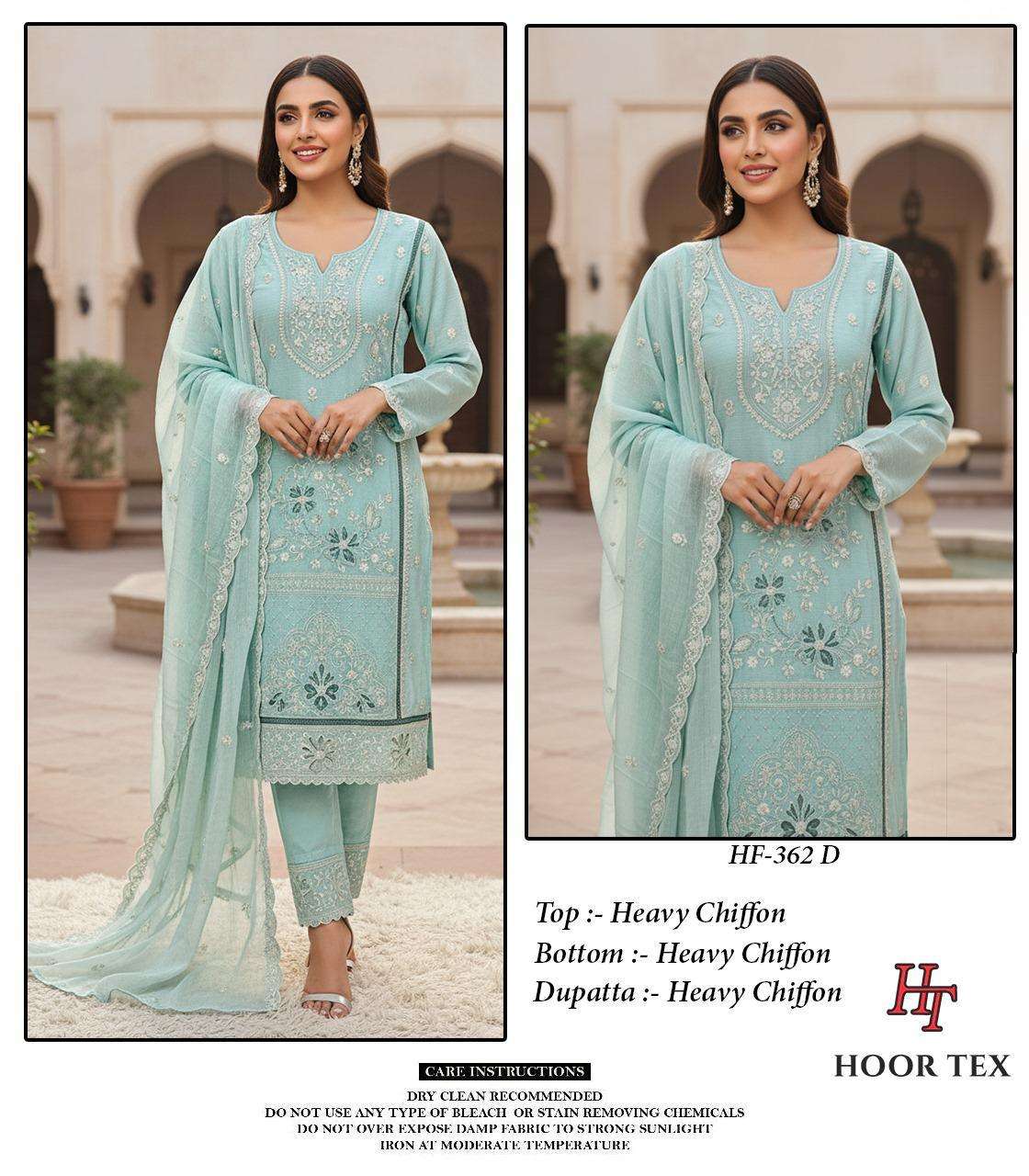 HOOR TEX HF 362 HEAVY BEAUTIFUL EMBROIDERY DESIGNER READY MADE PAKISTANI SUIT