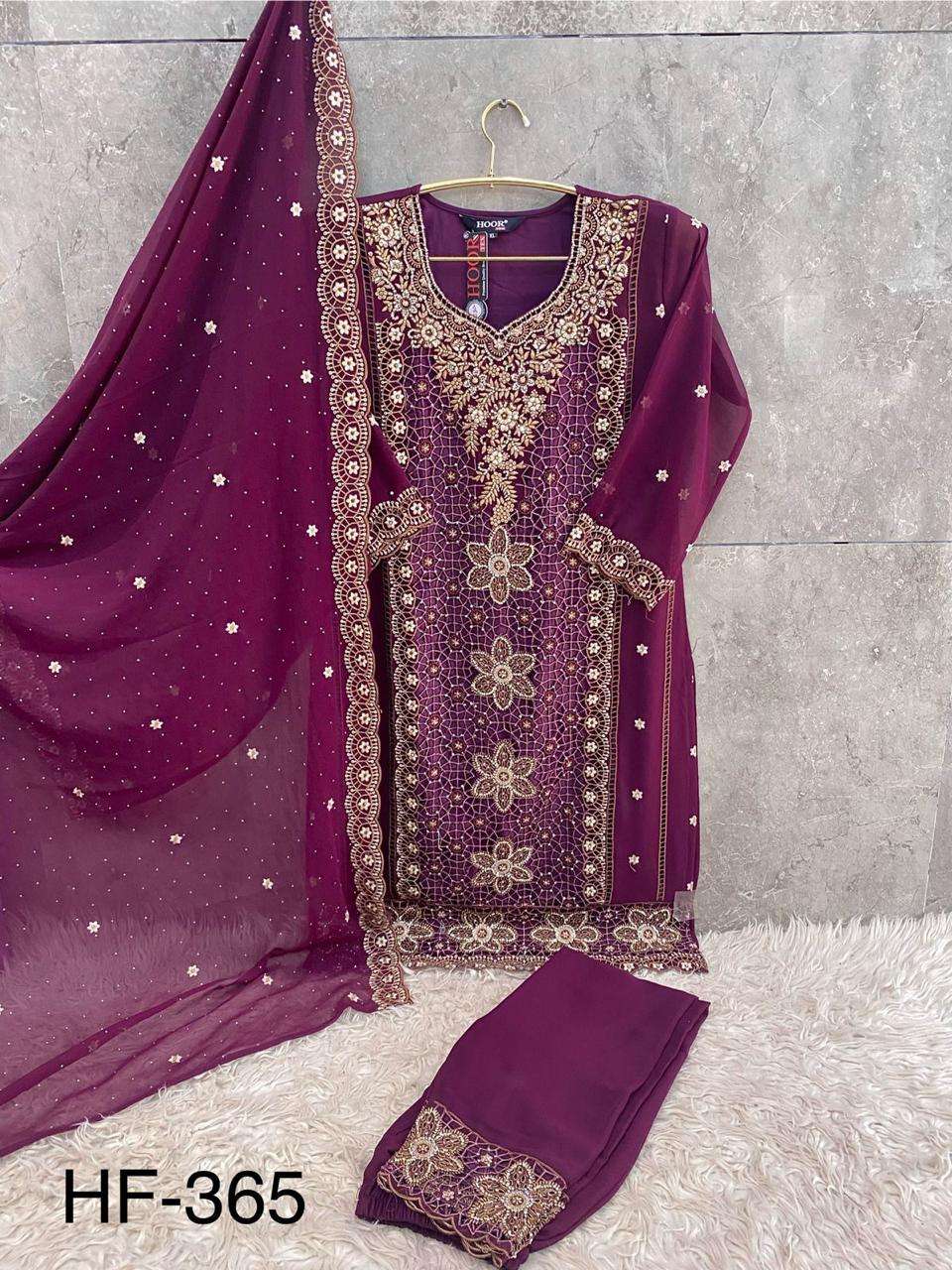 HOOR TEX HF 365 GEORGETTE HEAVY EMBROIDERED DESIGNER READY MADE PAKISTANI SUIT