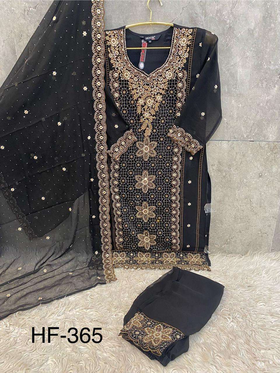 HOOR TEX HF 365 GEORGETTE HEAVY EMBROIDERED DESIGNER READY MADE PAKISTANI SUIT