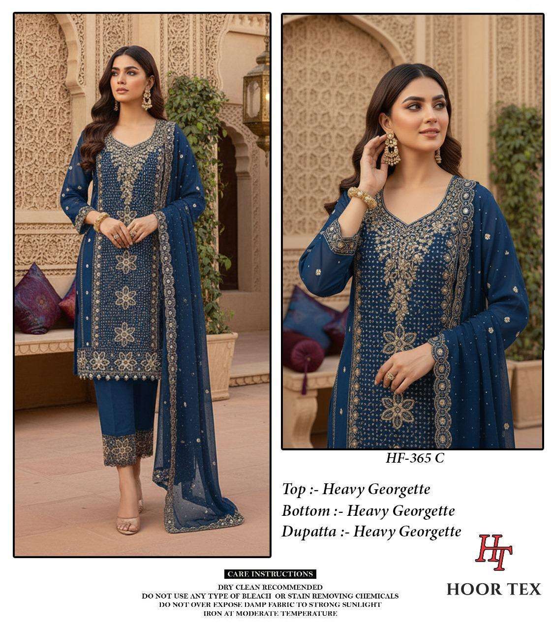 HOOR TEX HF 365 GEORGETTE HEAVY EMBROIDERED DESIGNER READY MADE PAKISTANI SUIT