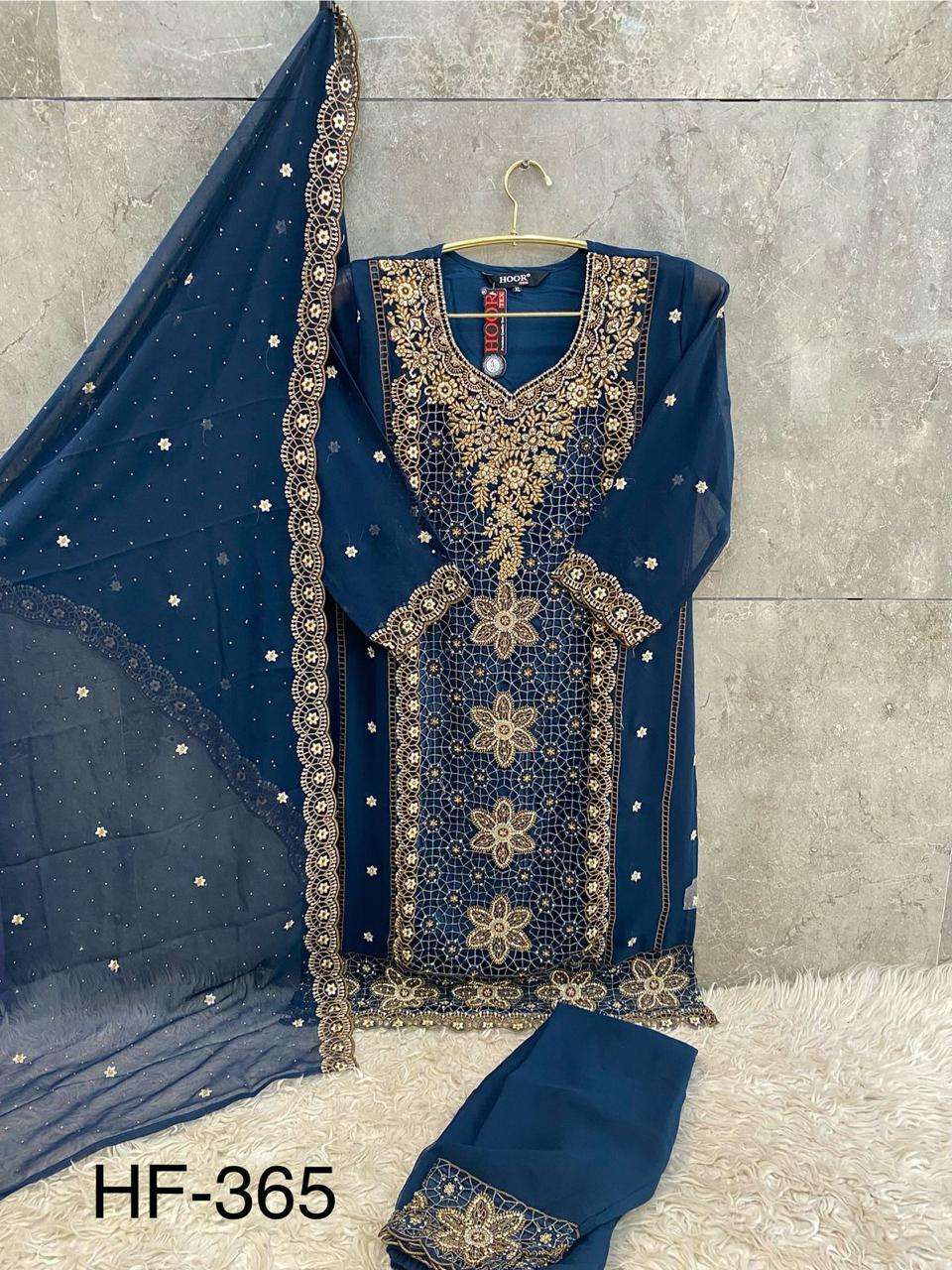 HOOR TEX HF 365 GEORGETTE HEAVY EMBROIDERED DESIGNER READY MADE PAKISTANI SUIT