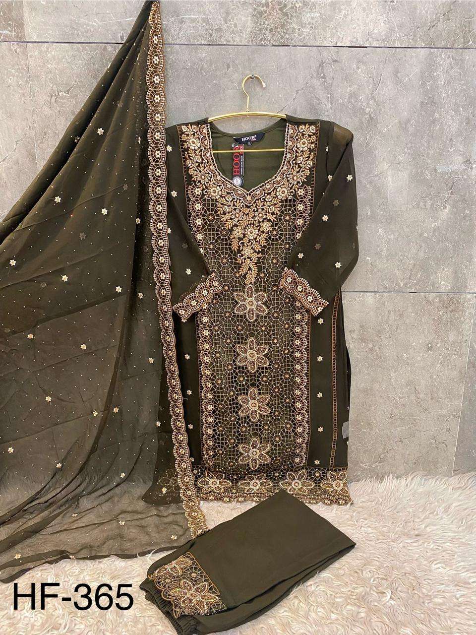 HOOR TEX HF 365 GEORGETTE HEAVY EMBROIDERED DESIGNER READY MADE PAKISTANI SUIT