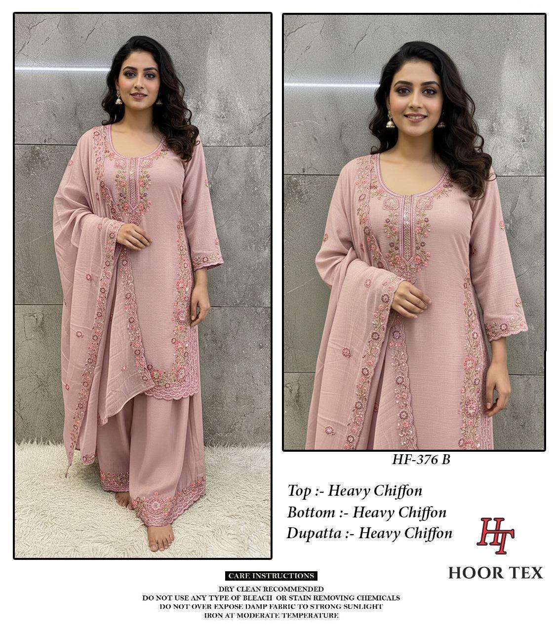 HOOR TEX  HF 376 CHIFFON DESIGNER WORK READY MADE PAKISTANI SUIT