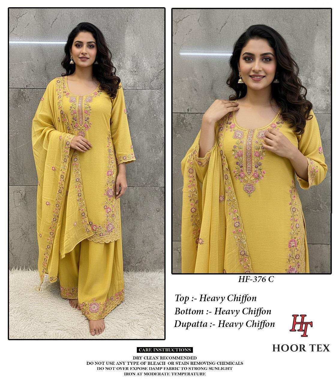 HOOR TEX  HF 376 CHIFFON DESIGNER WORK READY MADE PAKISTANI SUIT