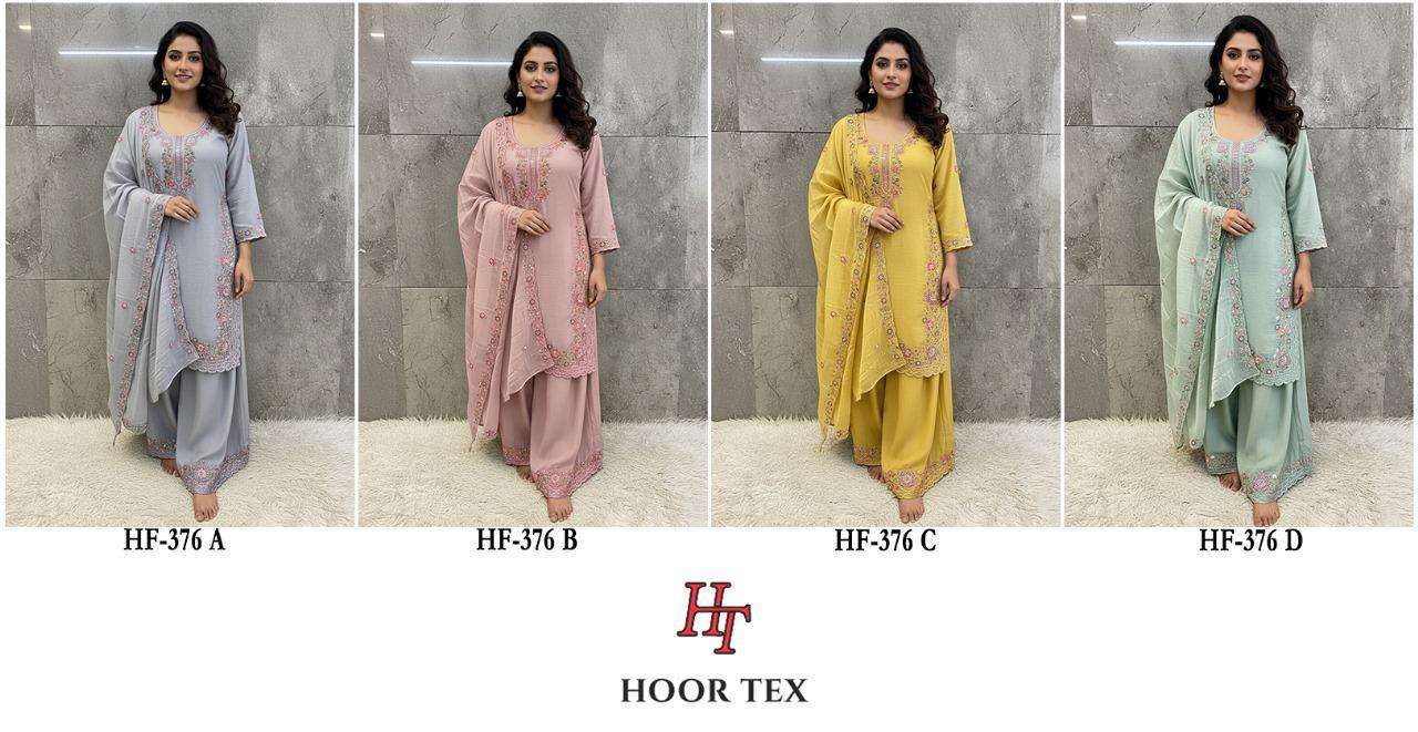 HOOR TEX  HF 376 CHIFFON DESIGNER WORK READY MADE PAKISTANI SUIT