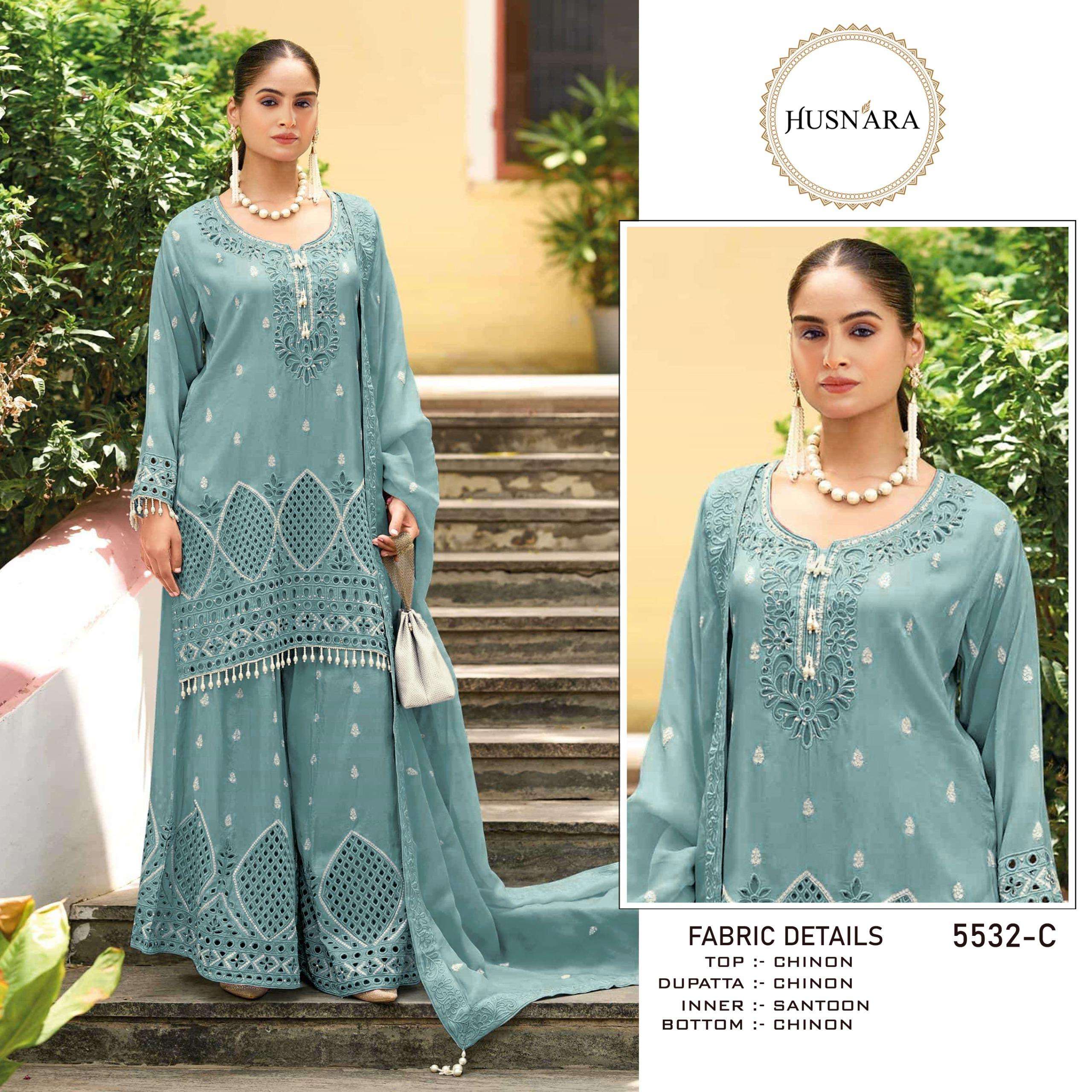 HUSNARA D NO 5532 HEAVY EMBROIDERY DESIGNER READY MADE PAKISTANI SUIT