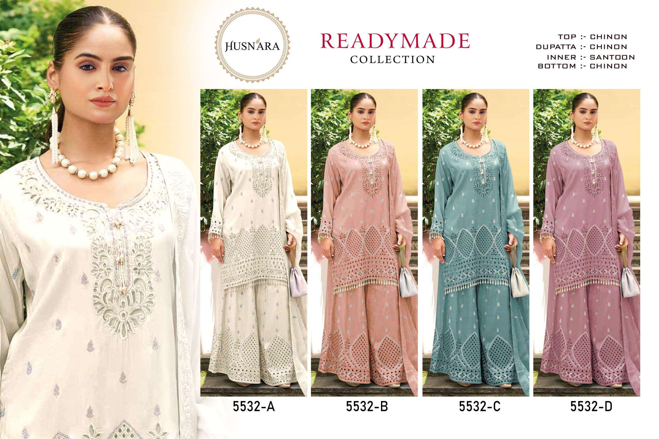 HUSNARA D NO 5532 HEAVY EMBROIDERY DESIGNER READY MADE PAKISTANI SUIT