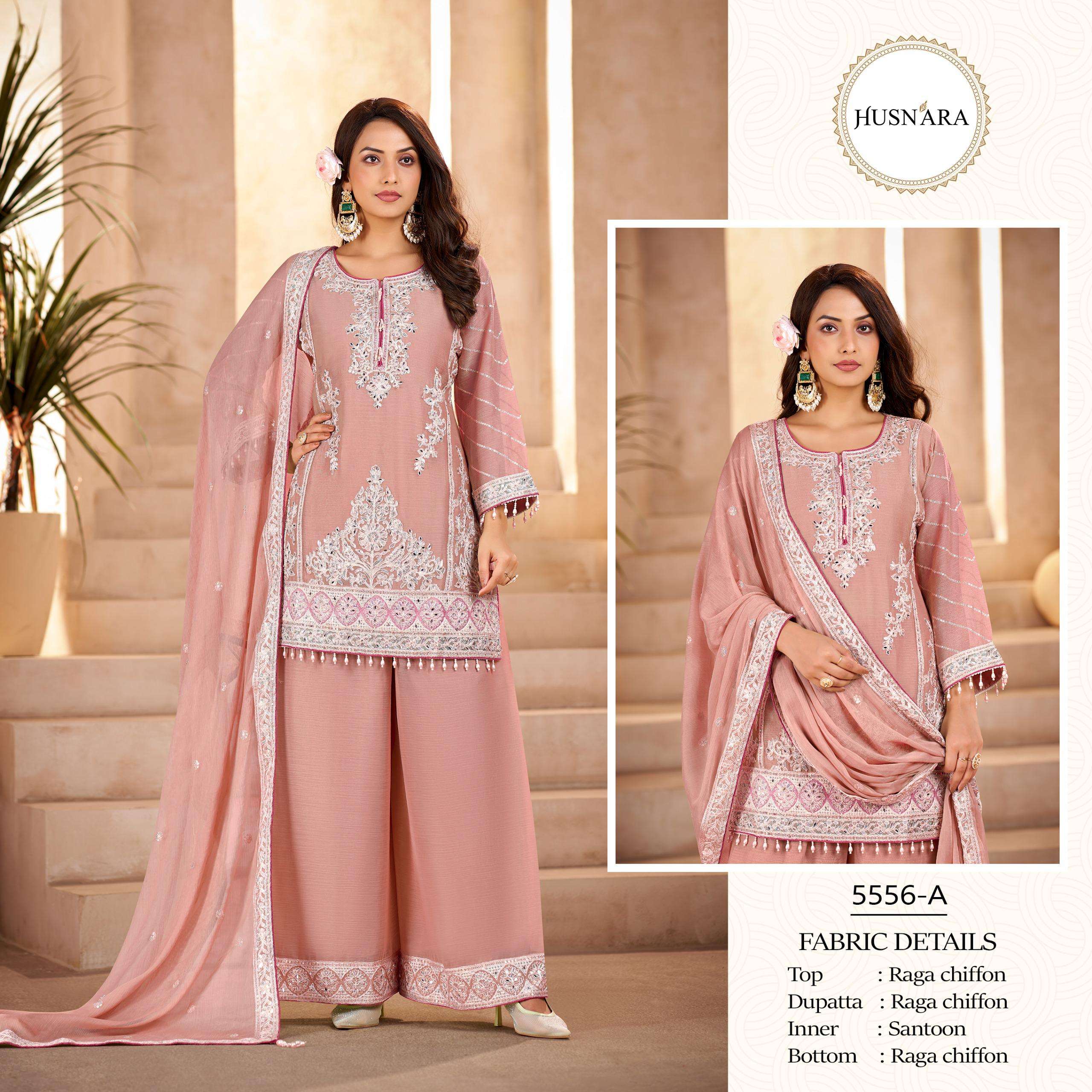 HUSNARA READY MADE COLLECTION D NO 5556 HEAVY EMBROIDERY DESIGNER SUIT