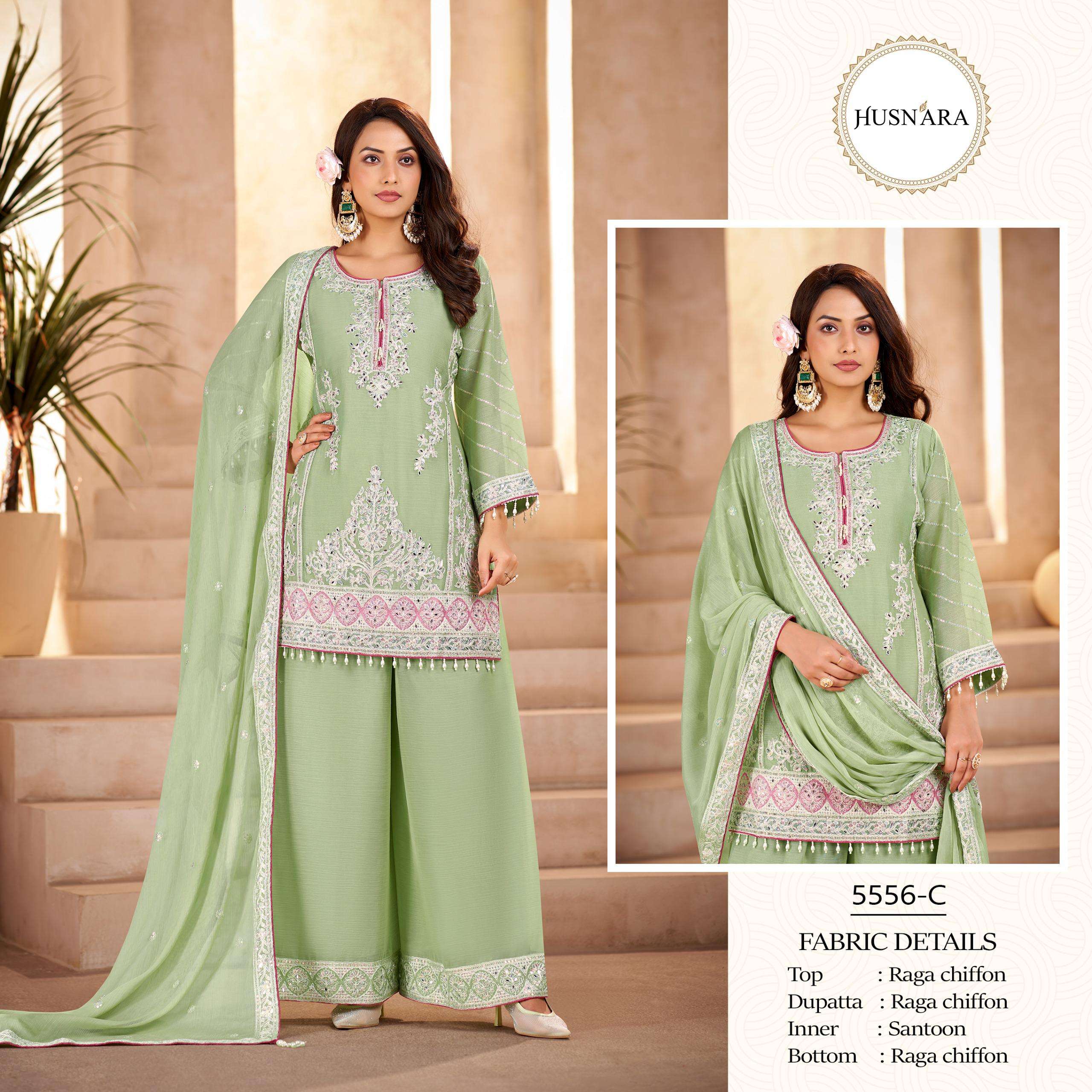 HUSNARA READY MADE COLLECTION D NO 5556 HEAVY EMBROIDERY DESIGNER SUIT