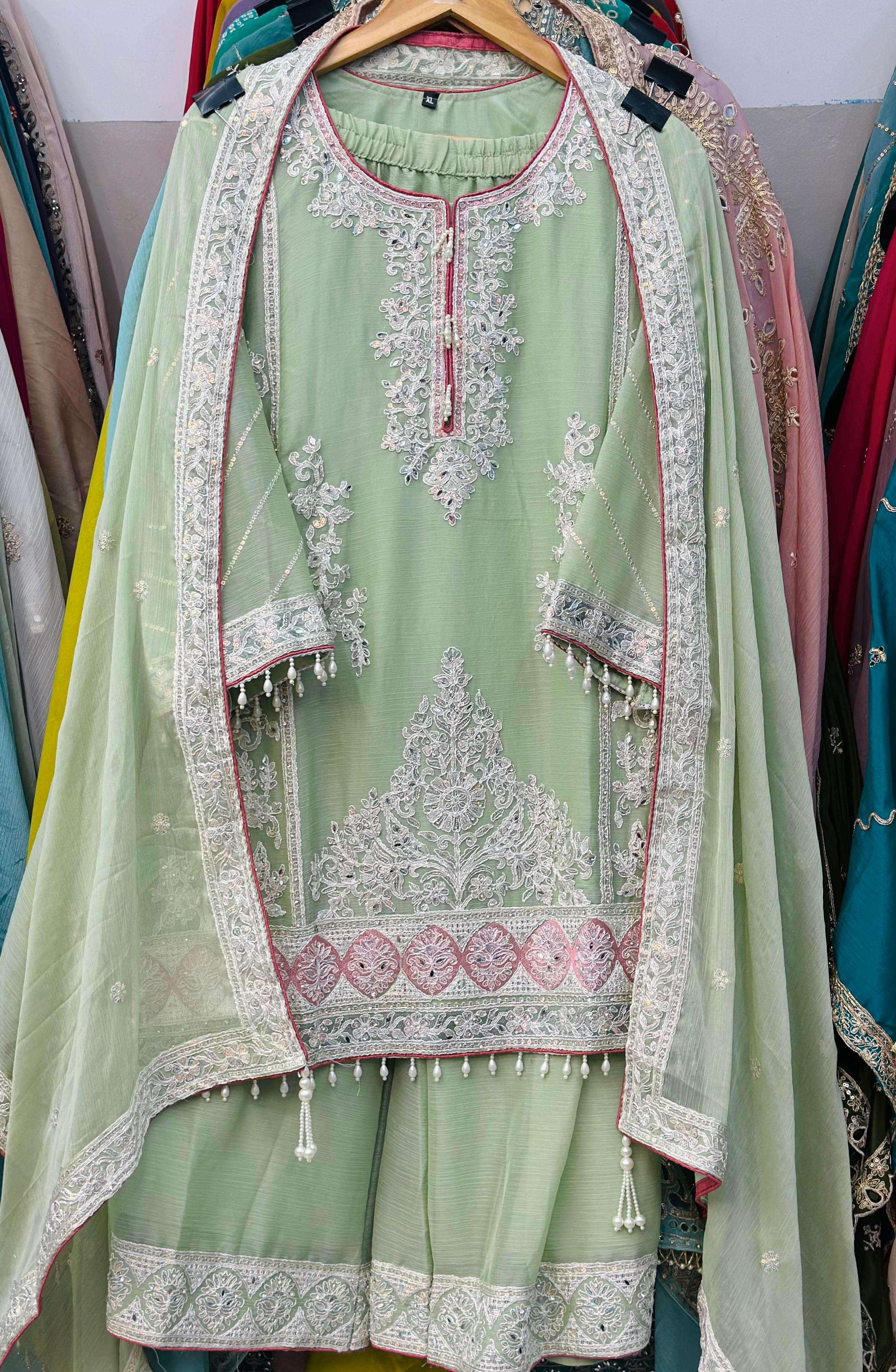 HUSNARA READY MADE COLLECTION D NO 5556 HEAVY EMBROIDERY DESIGNER SUIT