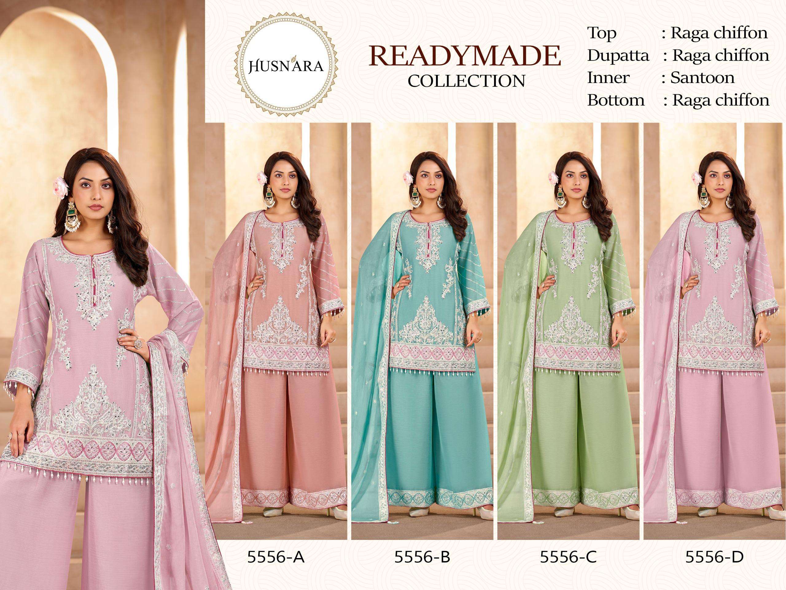HUSNARA READY MADE COLLECTION D NO 5556 HEAVY EMBROIDERY DESIGNER SUIT