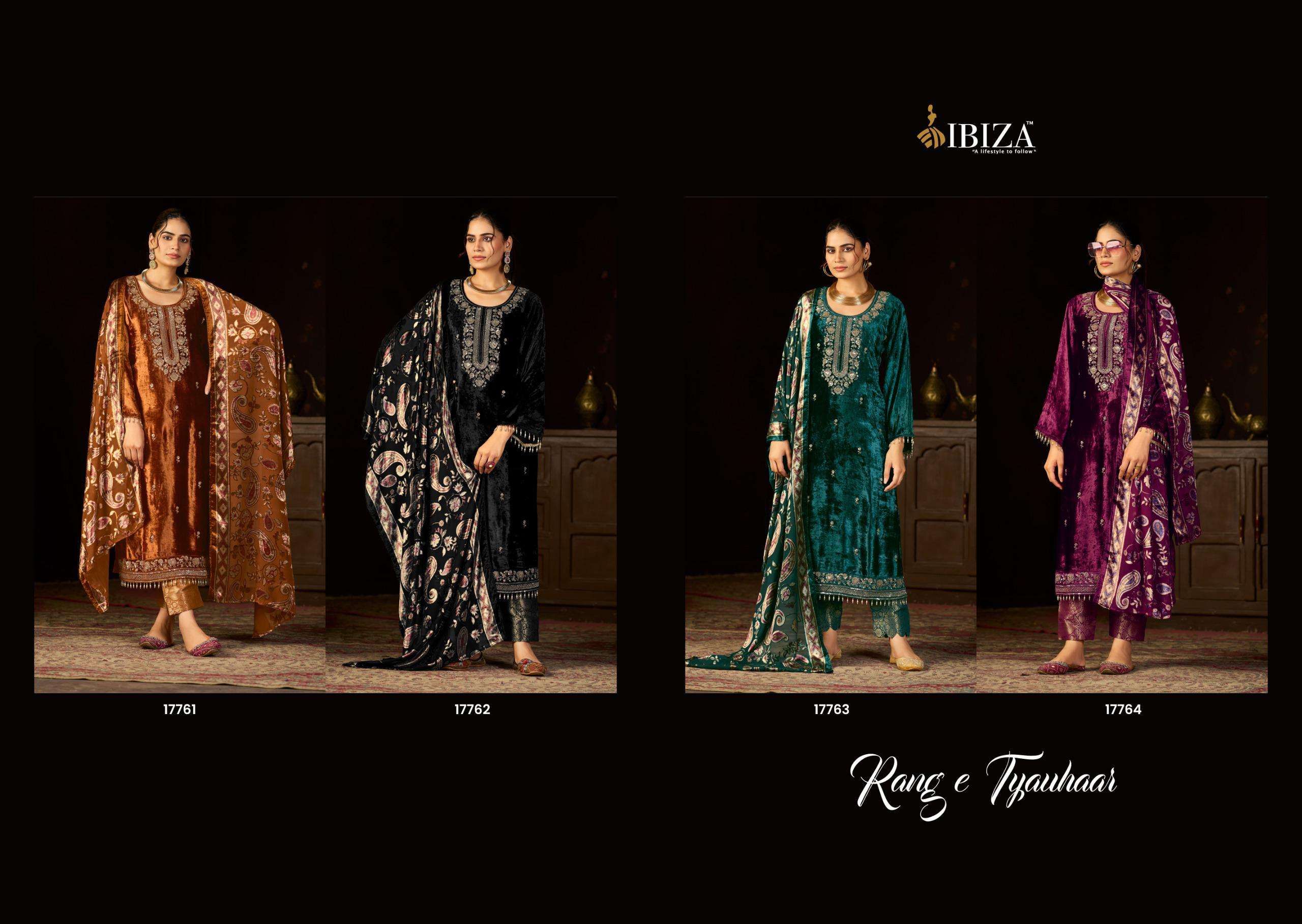 IBIZA RANG E TYAUHAAR VELVET HEAVY EMBROIDEREY DESIGNER SUIT