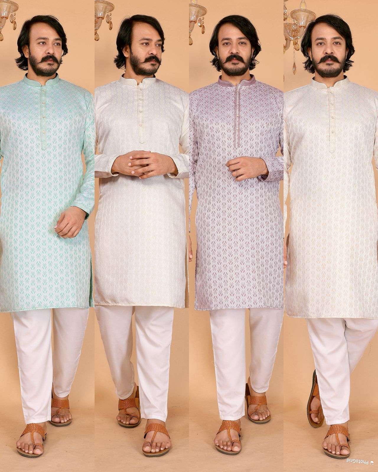 INLI BARATI SILK JACQUARD DESIGNER ETHNIC WEAR MENS KURTA WITH PYJAMA PAIR 