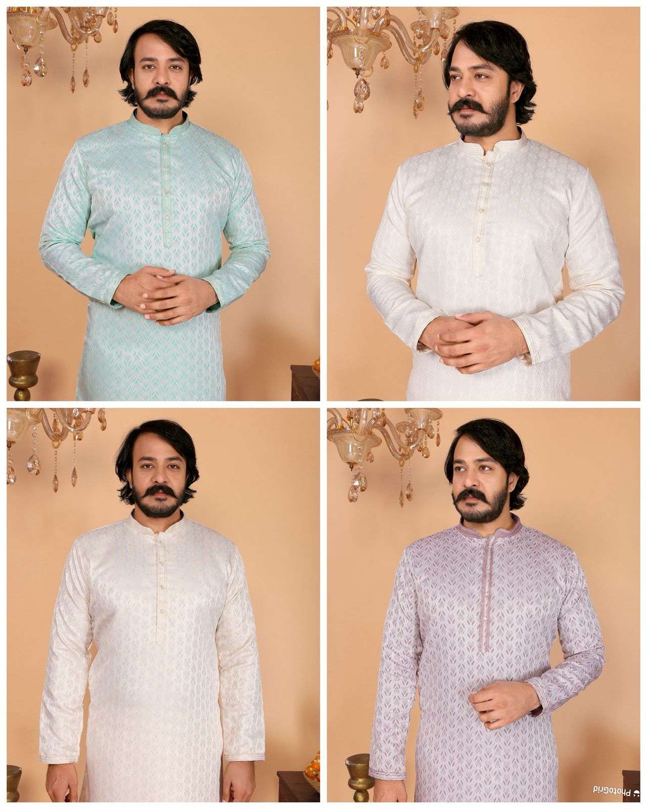 INLI BARATI SILK JACQUARD DESIGNER ETHNIC WEAR MENS KURTA WITH PYJAMA PAIR 