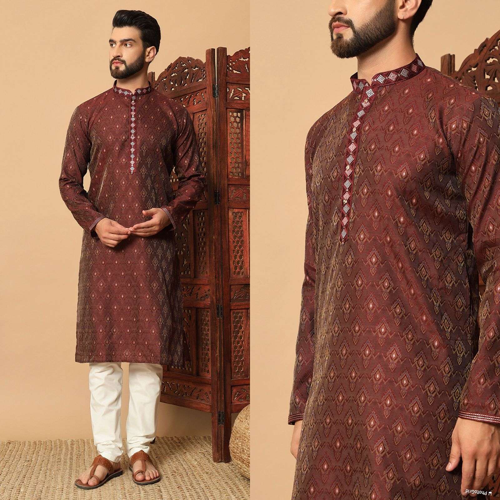 INLI UTSAV 6.0 SILK JACQUARD ETHNIC WEAR MENS KURTA WITH PYJAMA PAIR 