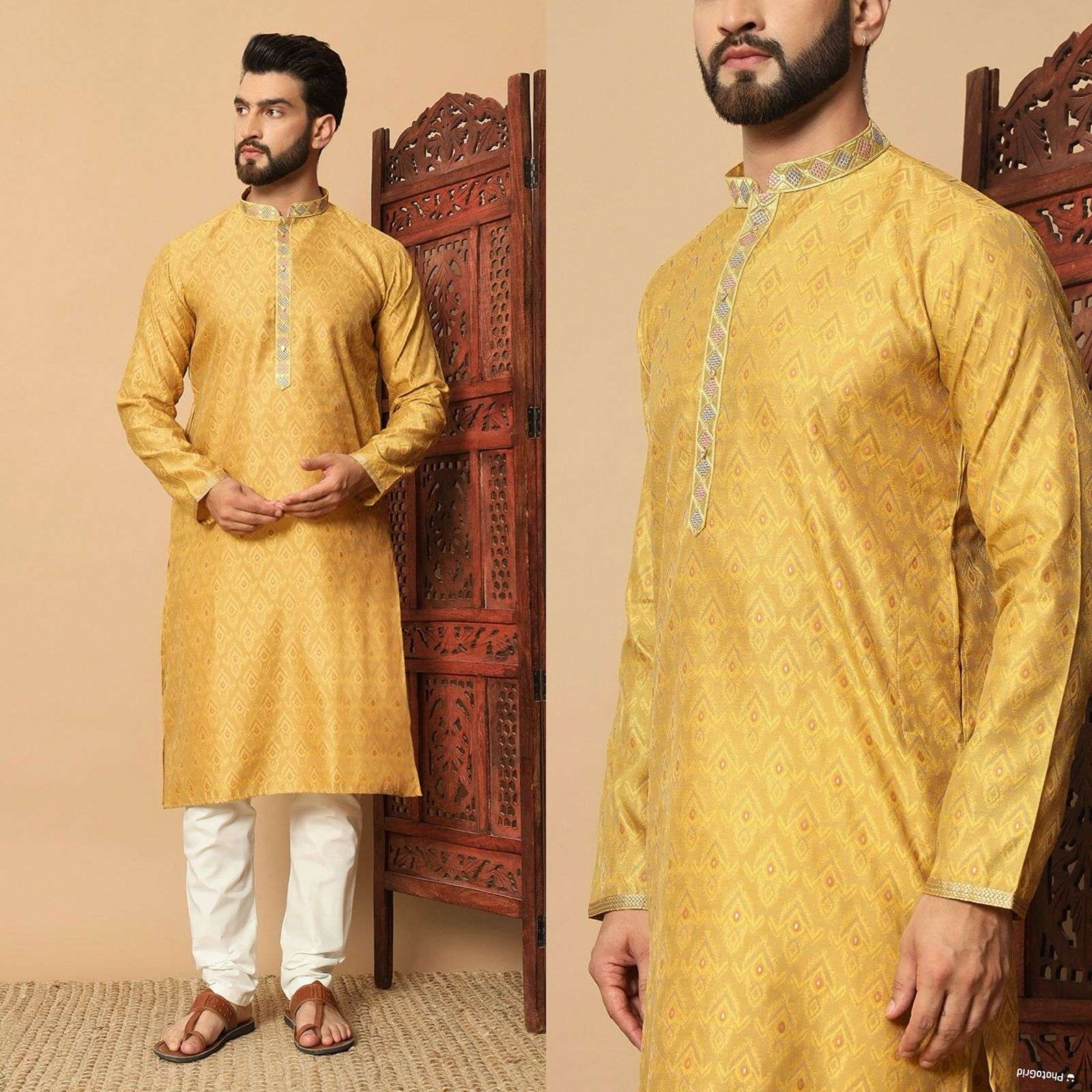 INLI UTSAV 6.0 SILK JACQUARD ETHNIC WEAR MENS KURTA WITH PYJAMA PAIR 
