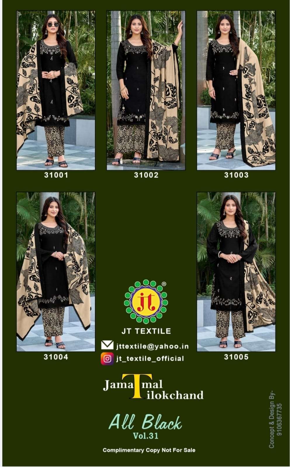 JT ALL BLACK VOL 31 RAYON FANCY SEQUENCE EMBROIDERY WORK SUIT